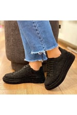 STELLA Kadın Siyah Taşlı Işıltılı Platform Sneakers Spor Ayakkabı