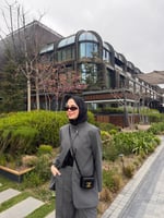 Gri  Asimetrik Kesim Blazer Takım