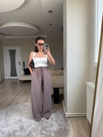 Massi Pudralı Tensel Pantolon-Vizon - LF018