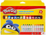Play-Doh Jumbo Keçeli Kalem Karton 12 Renk 8 Mm