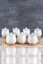 250 - 499 ml Bamboo 8 Parça Standlı Porselen Baharat Takımı Porselen 1