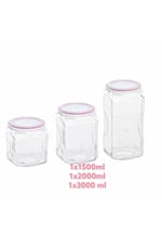 3'lü Kare Cam Kavanoz 1500ml 2000ml 3000ml