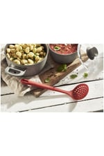 9 Parça Silikon Spatula Fırça Kaşık Kevgir Çırpıcı Makarna Kaşığı Servis Seti Kırmızı
