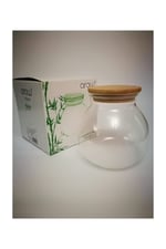 Bambu Kapaklı Borosilikat Cam Kavanoz