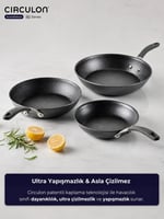 Circulon A1 Serisi ScratchDefense Çizilmez Yapışmaz 3'lü Kızartma Tava Seti - 22CM, 26CM, 28CM