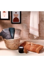 Crash Hamam Seti Banyo Havlusu Ve El Havlusu (Havlu Seti) Ekru- bej