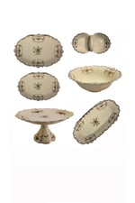 Diana 6 Parça Pasta Börek Salata Sos İkram Seti Vintage Çiçek Desenli Gold Detaylı