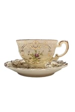 Diana Porselen 6 Lı Kahve Fincan Seti Vintage Gold Detaylı Çiçek Desenli