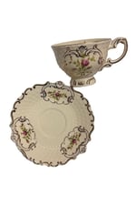 Diana Porselen 6 Lı Kahve Fincan Seti Vintage Gold Detaylı Çiçek Desenli