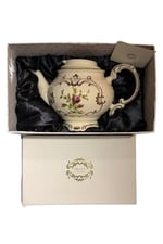 Diana Porselen Ayaklı Servis Demlik Vintage Çiçek Desenli Gold Detaylı