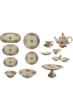 Diana Porselen Derin Kayık Tabak Vintage Çiçek Desenli Gold Detaylı