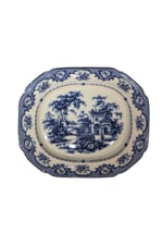 Elizabeth Bone Porselen 43 cm Oval Sunumluk İkramlık Tepsi Mavi Vitage