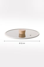 Fika 22Cm Düz Silikon Çerçeveli Cam Kapak Bej