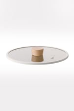 Fika 24Cm Düz Silikon Çerçeveli Cam Kapak Bej