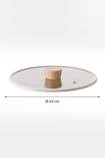 Fika 24Cm Düz Silikon Çerçeveli Cam Kapak Bej
