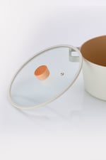 Fika 24Cm Düz Silikon Çerçeveli Cam Kapak Bej