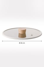 Fika 26Cm Düz Silikon Çerçeveli Cam Kapak Bej