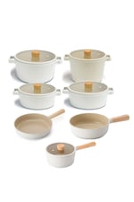 Fika Alüminyum Döküm Cam Kapaklı 12 Parça Tencere & Tava Seti 18s22k22d24k26d24t26w