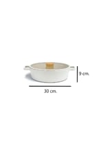 Fika Bej Alüminyum Döküm 2 Li Sığ Pilav Karnıyarık Tencere Seti 30 Cm Ve 26 Cm