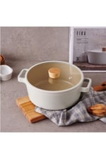 Fika Cam Kapaklı Alüminyum Döküm Tencere 24 Cm X 10 Cm Indüksiyonlu Gazlı Ve Elektrikli Ocaklar Için