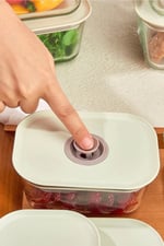 Fika Clik Dikdörtgen Cam Saklama Kabı 2600 ML - Bej