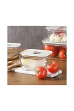 Fika Clik Dikdörtgen Saklama Kabı Bej 800 ml 3 Parça Set