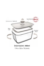 Fika Clik Dikdörtgen Saklama Kabı Bej 800 ml 3 Parça Set