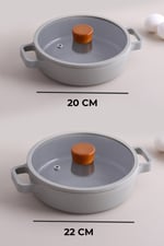 Fika Seramik Kaplama Alüminyum Döküm Sahan Set 2'li 20/22 CM - Gri