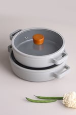 Fika Seramik Kaplama Alüminyum Döküm Sahan Set 2'li 20/22 CM - Gri