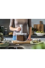 Fresh & Save Cube Borosilikat Plastik Başlangıç Vakumlu Gıda Saklama Kabı M/ 5-Parça Şeffaf-Beyaz