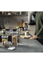 Fresh & Save Cube Borosilikat Plastik Vakumlu Gıda Saklama Kabı Seti, S / 6-Parça Şeffaf-Beyaz