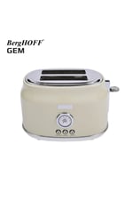 GEM RETRO Yuvarlak Su Isıtıcısı Kettle ve RETRO Krem Rengi 2 Dilim Ekmek Kızartma Makinesi Seti