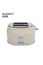 GEM RETRO Yuvarlak Su Isıtıcısı Kettle ve RETRO Krem Rengi 2 Dilim Ekmek Kızartma Makinesi Seti