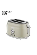 GEM RETRO Yuvarlak Su Isıtıcısı Kettle ve RETRO Krem Rengi 2 Dilim Ekmek Kızartma Makinesi Seti