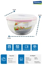 Glasslock Yuvarlak Cam Saklama Kabı 2000 Ml