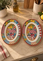 Lucky Art Lemozia Melamin 2li Oval Sunum Tabağı 41cm 