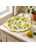 Lucky Art Limora Melamin 48 cm Kulplu Oval Tepsi
