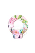 Luckyart Peony Desenli 6 lı Bone China Porselen Çay Fincanı seti 220 ml LYBA037
