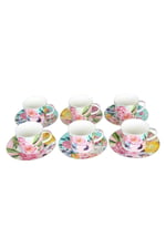 Luckyart Peony Desenli 6 lı Bone China Porselen Çay Fincanı seti 220 ml LYBA037