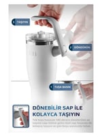 Neoflam Fika Lumi Patentli Döner Kulplu Sızdırmaz Çift Ağızlıklı Çelik Termos 950 ML - Beyaz