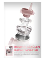 Neoflam Fika Lumi Patentli Döner Kulplu Sızdırmaz Çift Ağızlıklı Çelik Termos 950 ML - Pembe