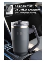 Neoflam Fika Lumi Patentli Döner Kulplu Sızdırmaz Çift Ağızlıklı Çelik Termos 950 ML - Antrasit