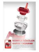 Neoflam Fika Lumi Patentli Döner Kulplu Sızdırmaz Çift Ağızlıklı Çelik Termos 950 ML - Kırmızı