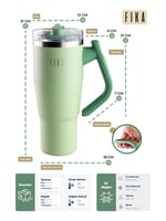Neoflam Fika Lumi Patentli Döner Kulplu Sızdırmaz Çift Ağızlıklı Çelik Termos 950 ML - Mint Yeşili