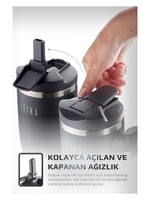 Neoflam Fika Lumi Patentli Döner Kulplu Sızdırmaz Çelik Termos 1200 ML - Antrasit
