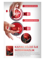 Neoflam Fika Lumi Patentli Döner Kulplu Sızdırmaz Çift Ağızlıklı Çelik Termos 950 ML - Kırmızı