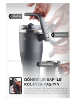 Neoflam Fika Lumi Patentli Döner Kulplu Sızdırmaz Çift Ağızlıklı Çelik Termos 950 ML - Antrasit