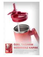 Neoflam Fika Lumi Patentli Döner Kulplu Sızdırmaz Çelik Termos 1200 ML-Kırmızı