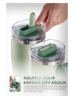 Neoflam Fika Lumi Patentli Döner Kulplu Sızdırmaz Çift Ağızlıklı Çelik Termos 950 ML - Mint Yeşili