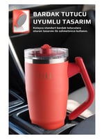 Neoflam Fika Lumi Patentli Döner Kulplu Sızdırmaz Çift Ağızlıklı Çelik Termos 950 ML - Kırmızı